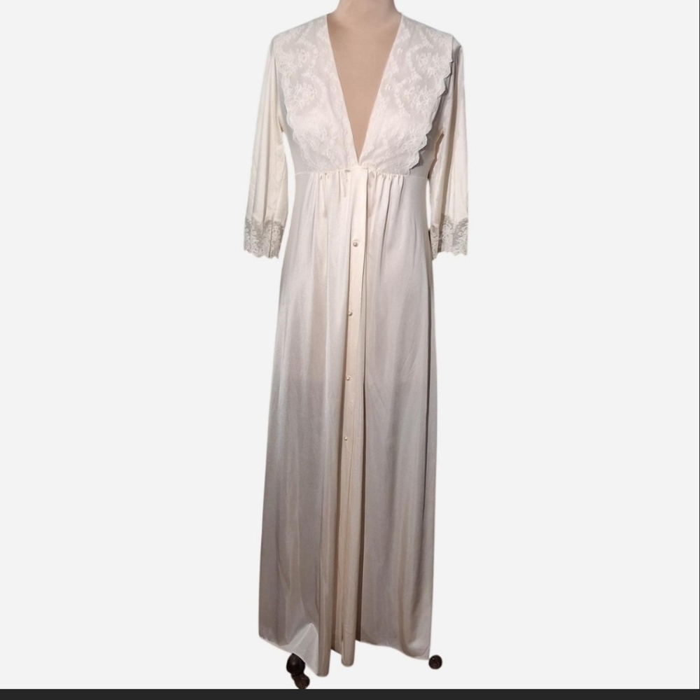Vintage Full Length Robe with Pearl Buttons by Shadowline